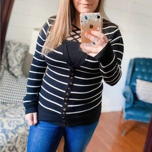 Striped Button Cardigan